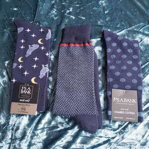 NWT Jos. A. Bank Lot of 3 Pairs of Mid-Calf Socks Sz. 8-12 Polka Dots/Moon/Wolf